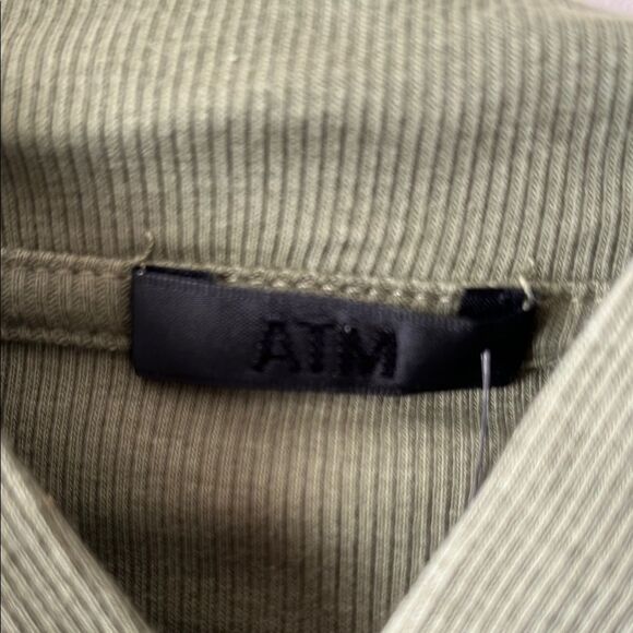ATM Anthony Thomas Melillo Olive Green Ribbed Hoodie - Picture 2 of 5